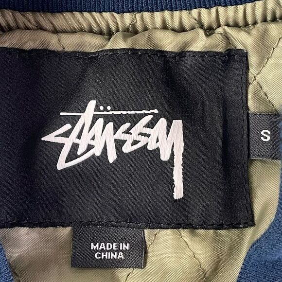 Stussy Uni Varsity Jacket Womens Medium Green Navy Retro Casual Track Jacket - Picture 7 of 14